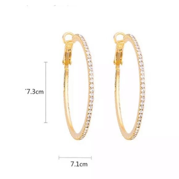 NEW STERLING SILVER DIAMOND ROUND HOOP EARRINGS - Picture 4 of 4